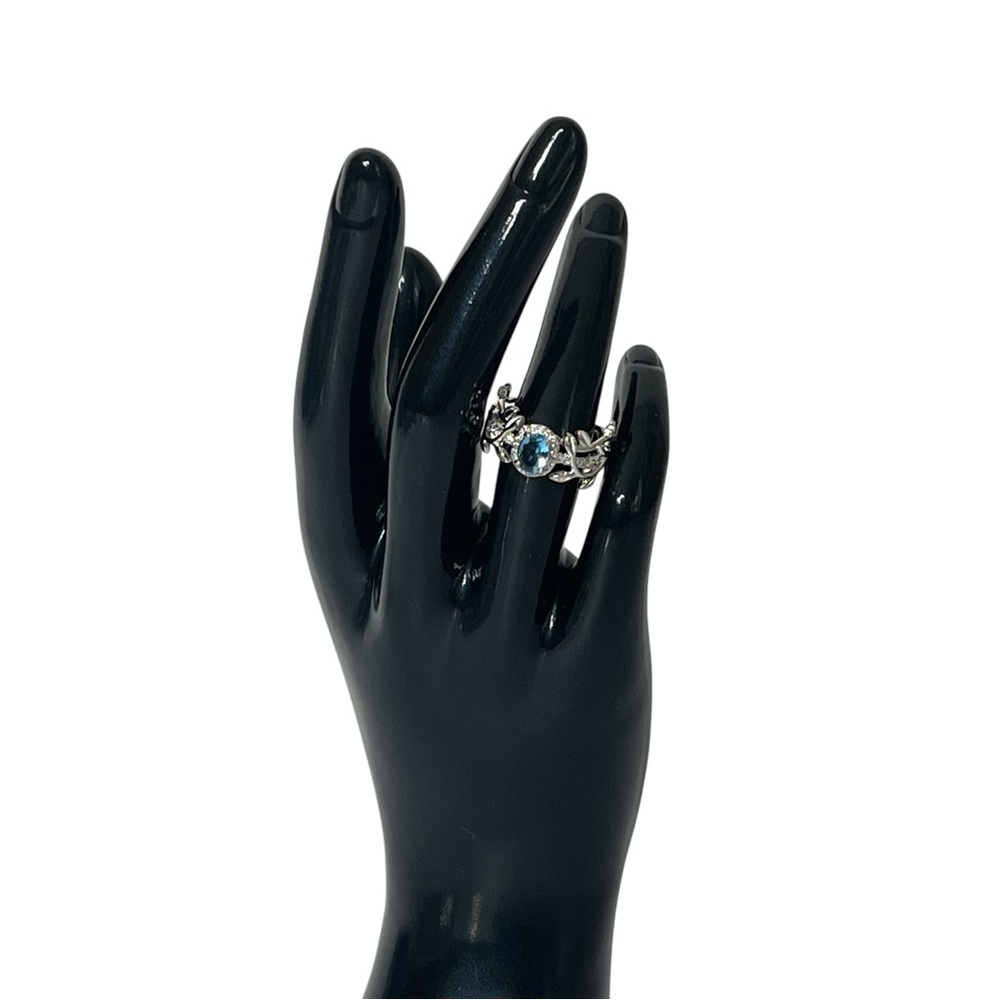 Brenda Stone Lab‎ Created Blue Topaz With Rhodium Plating Women's 7 Ring